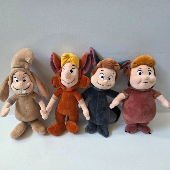Disney Store Lost Boys Plush Nibs Slightly Cubby Raccoon Twin Lot of 4 Peter Pan - Picture 1 of 16